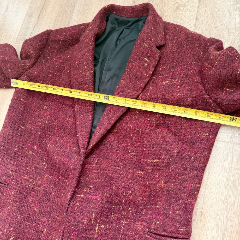 Celine Burgundy 100% Wool Coat Outwear Open Front Size 36 / US S - Picture 7 of 7